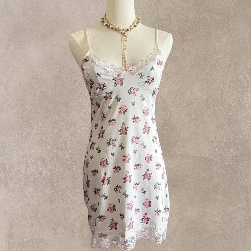 PHL1 Coquette Lace Floral Slip Dress